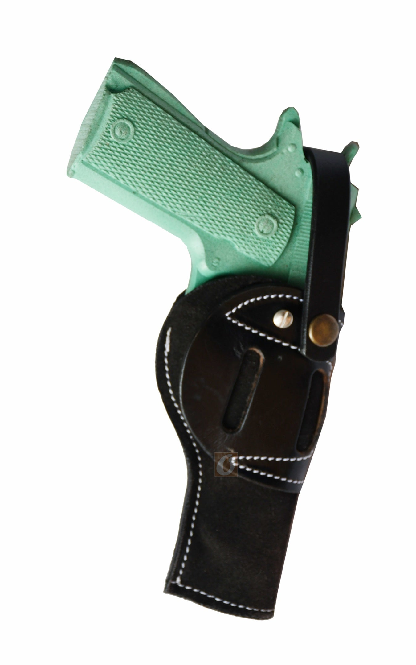 Durable black gun holster made of soft suede leather, perfect for 1911 pistols, ambidextrous design ensures a comfortable and secure carry option for all users.