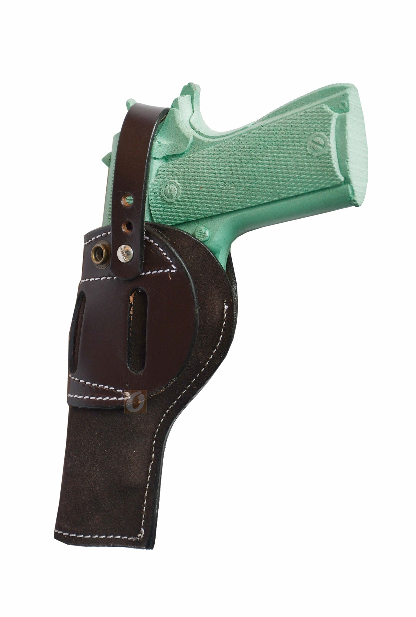 Durable brown gun holster made of soft suede leather, ideal for 1911 pistols, ambidextrous design for a comfortable and secure carry option for all users.