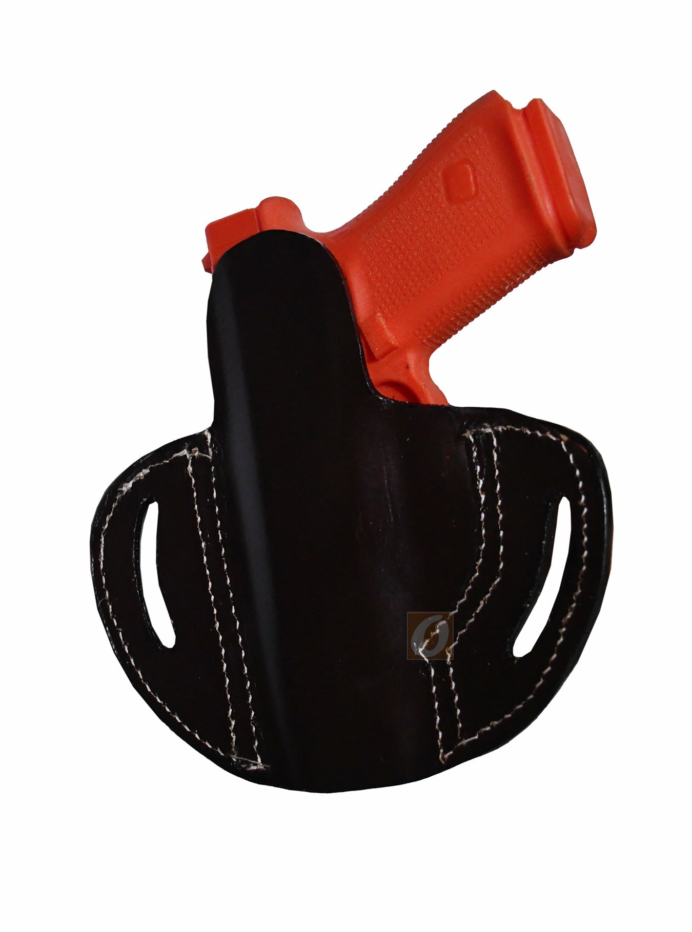 A sleek and durable pancake holster, perfect for Glock and other handguns. This gun holster is handcrafted from brown leather, designed for right-handed shooters, and compatible with Glock 17 holster, Glock 19 holster, FN, Ruger, S&W M&P, SIG, and more.