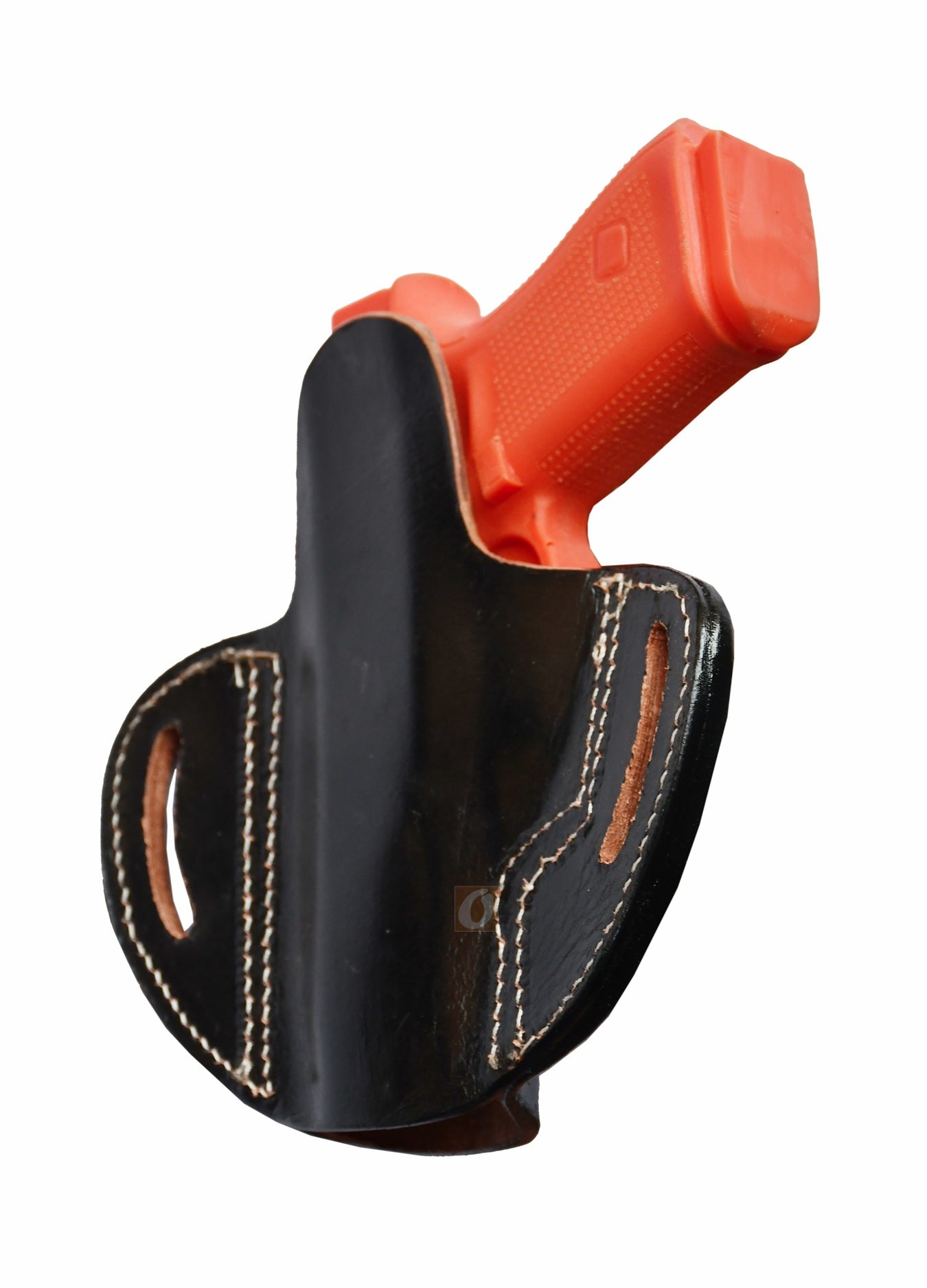 This Glock holster features a basket weave design on premium black leather, combining elegance with practicality. Designed for right-handed users, it fits Glock 17 holster, Glock 19 holster, FN, Ruger, S&W M&P, SIG, and more.