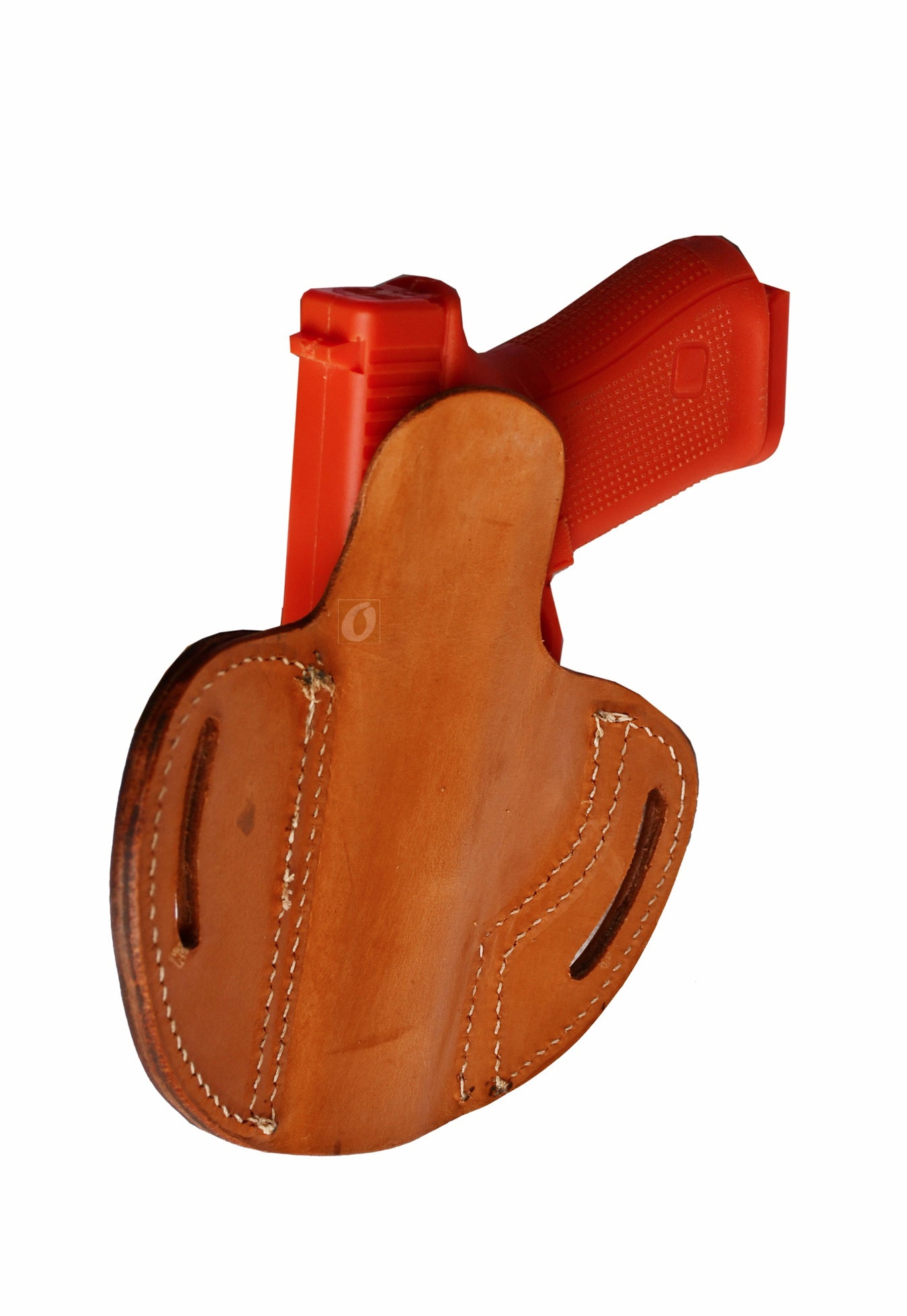This right-handed, basket-tooled tan leather holster offers a perfect fit for Glock models 17, 19, 19X, 23, 25, 26, 27, 28, 32, 33, 45, and 48. It also fits various other firearms, including Ruger SR Series, SIG Sauer P225-A1, Smith & Wesson M&P Series, and Walther P99, providing reliable and stylish everyday carry.