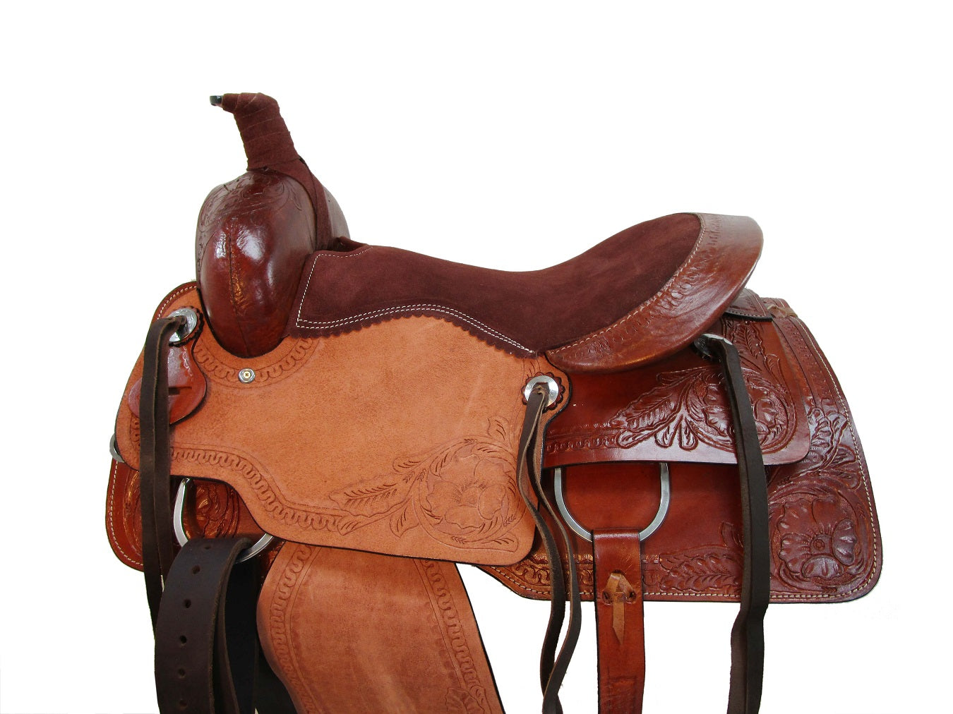 Western Trail Saddle Pleasure Ride Leather Tack Set 15 16 17 18