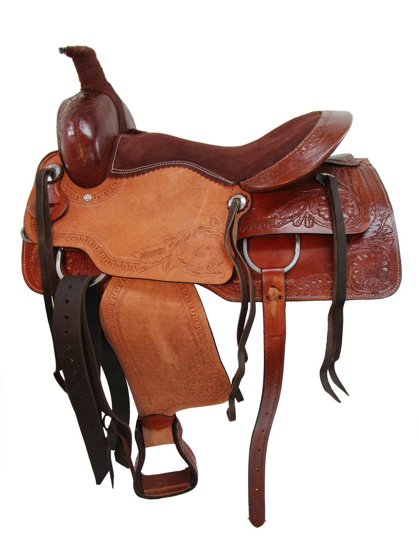 Western Trail Saddle Pleasure Ride Leather Tack Set 15 16 17 18