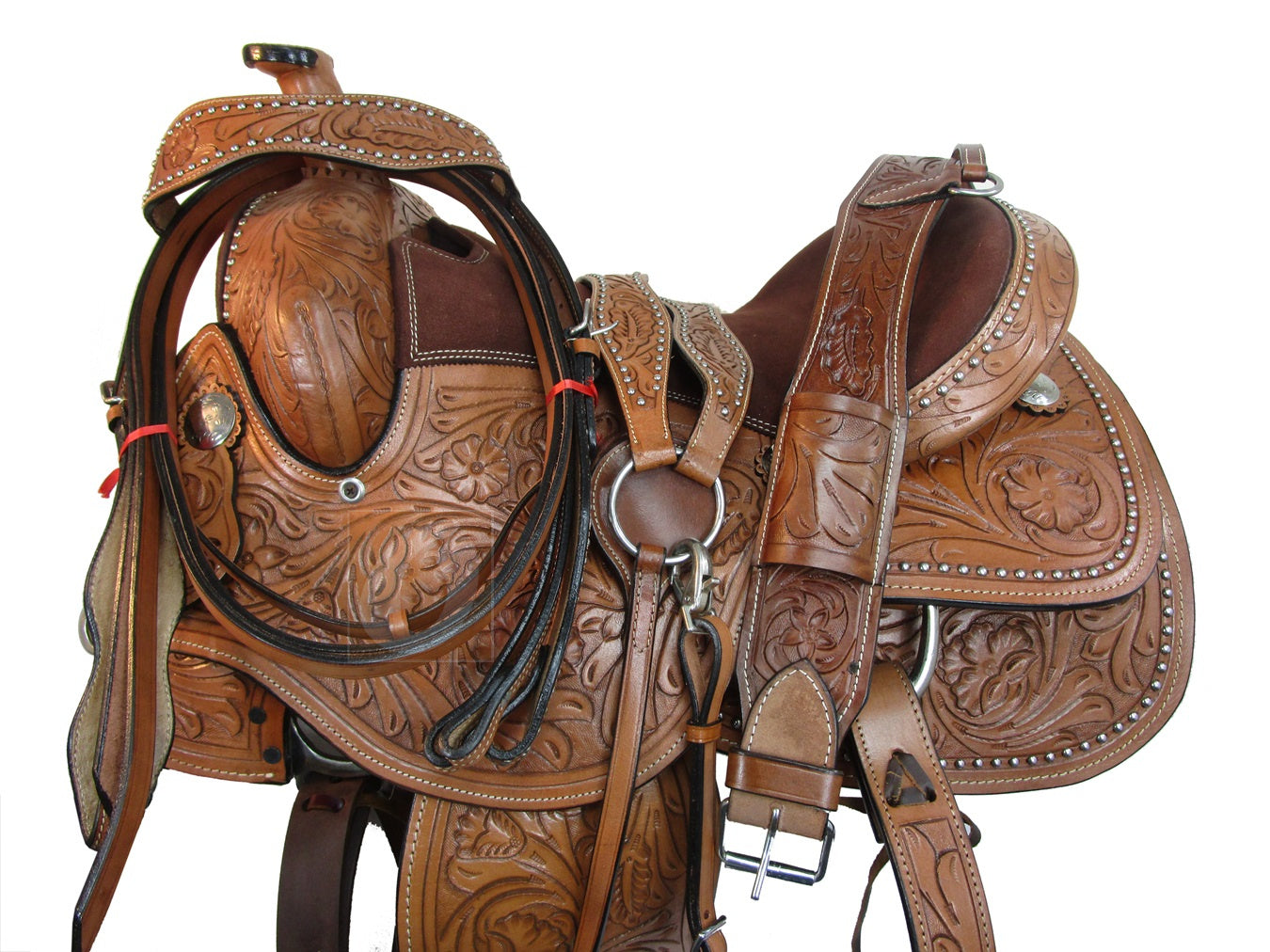15 16 Western Barrel Saddle Trail Racing Pleasure Juego de tachuelas de cuero