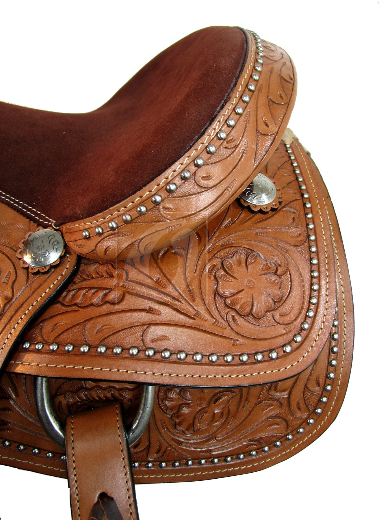 15 16 Western Barrel Saddle Trail Racing Pleasure Juego de tachuelas de cuero