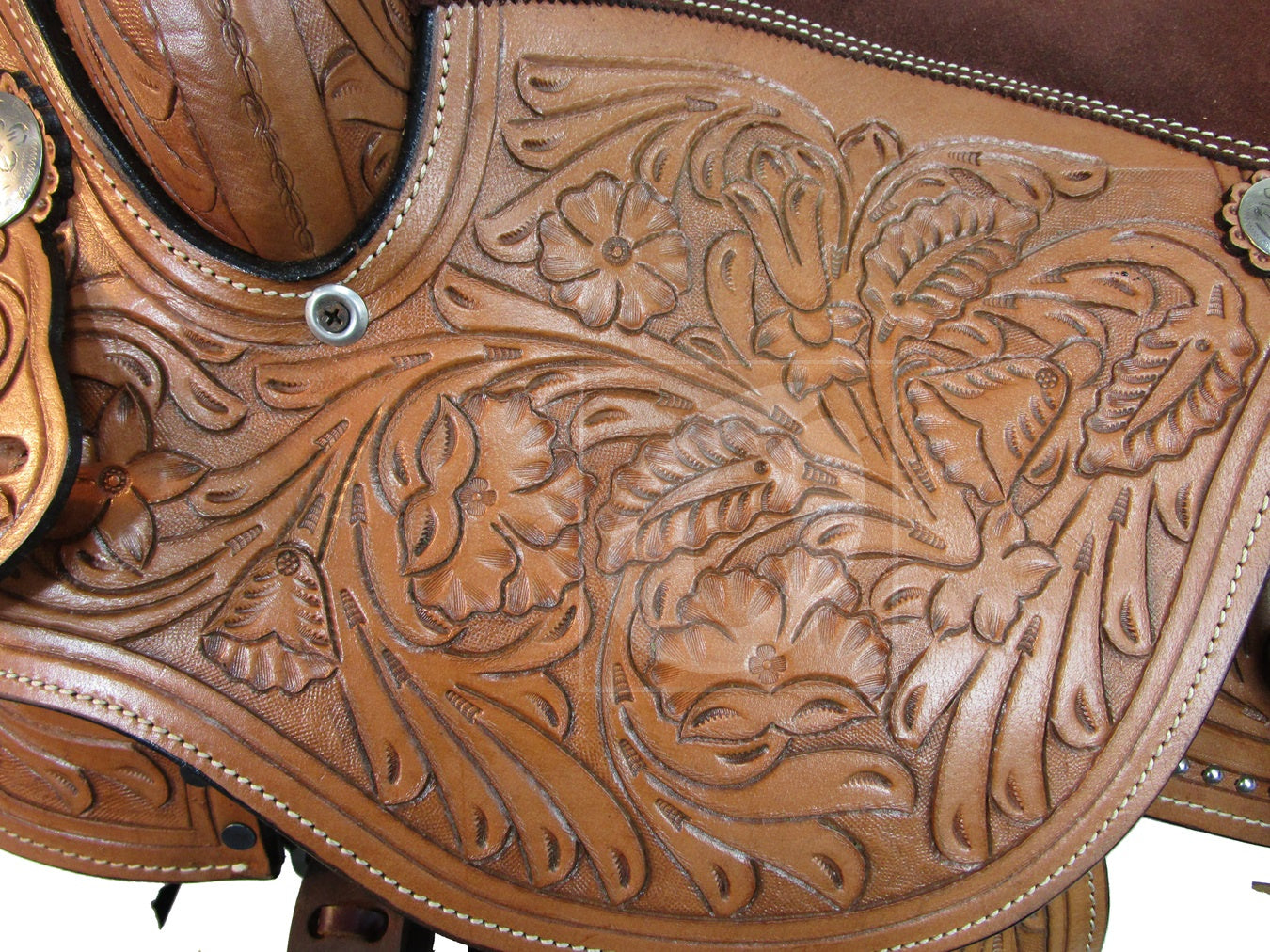 15 16 Western Barrel Saddle Trail Racing Pleasure Juego de tachuelas de cuero