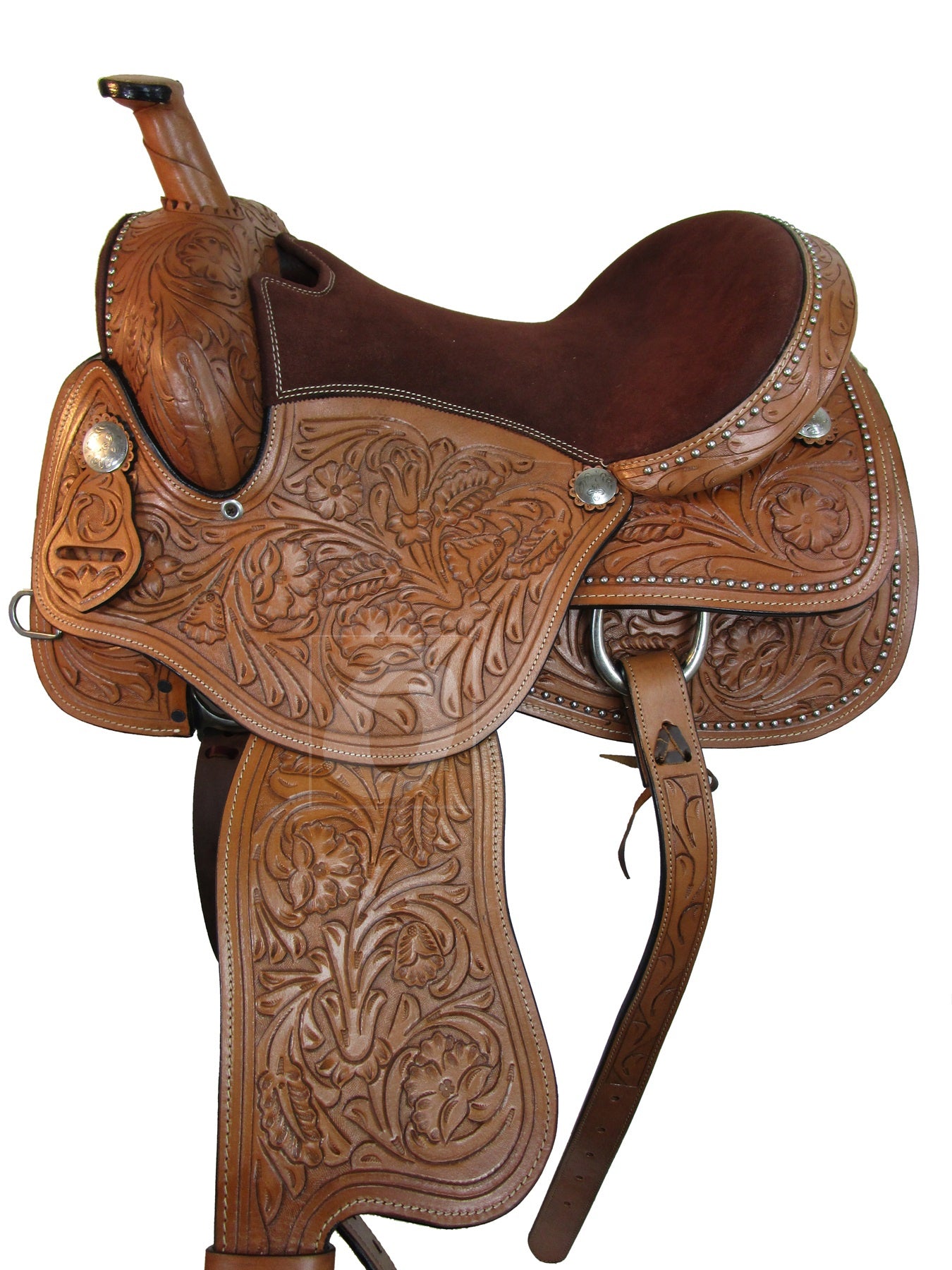 15 16 Western Barrel Saddle Trail Racing Pleasure Juego de tachuelas de cuero