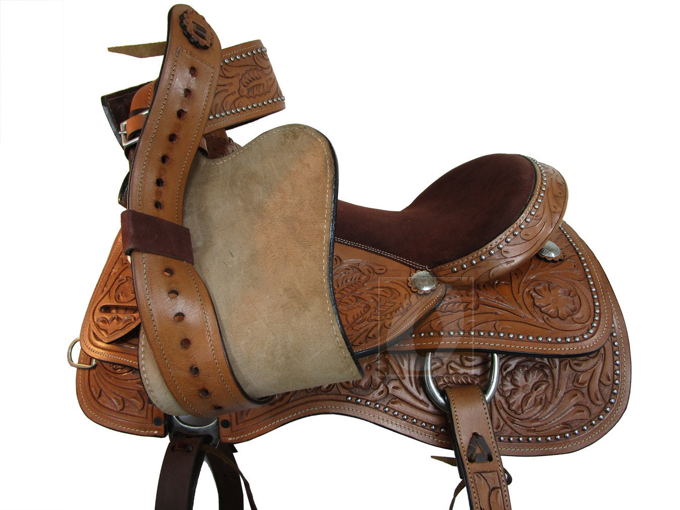 15 16 Western Barrel Saddle Trail Racing Pleasure Juego de tachuelas de cuero