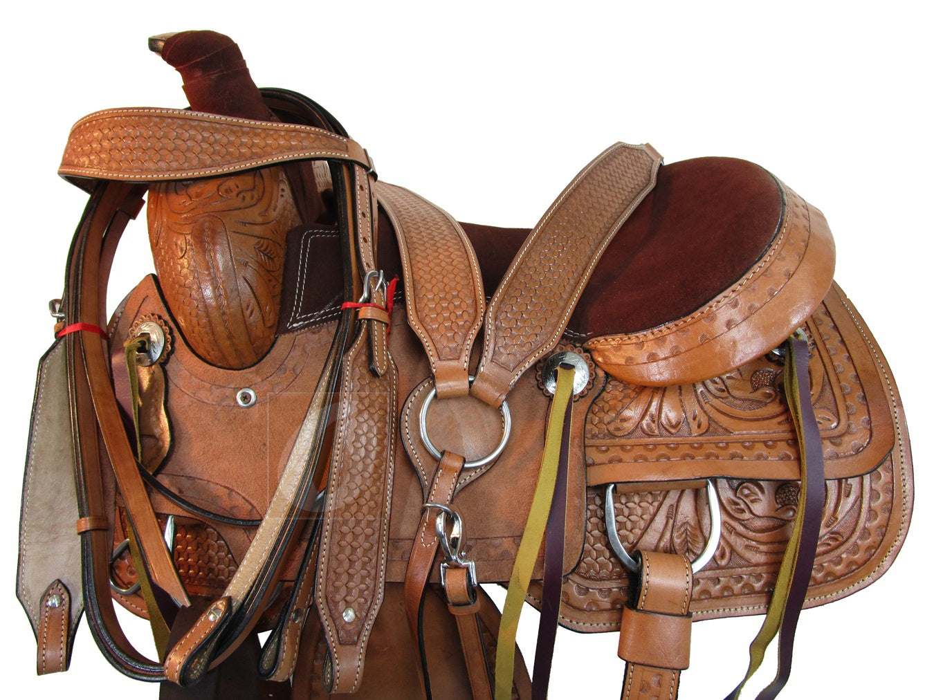 Western Trail Saddle Horse Pleasure Tooled Leather Tack Set 15 16 17 18