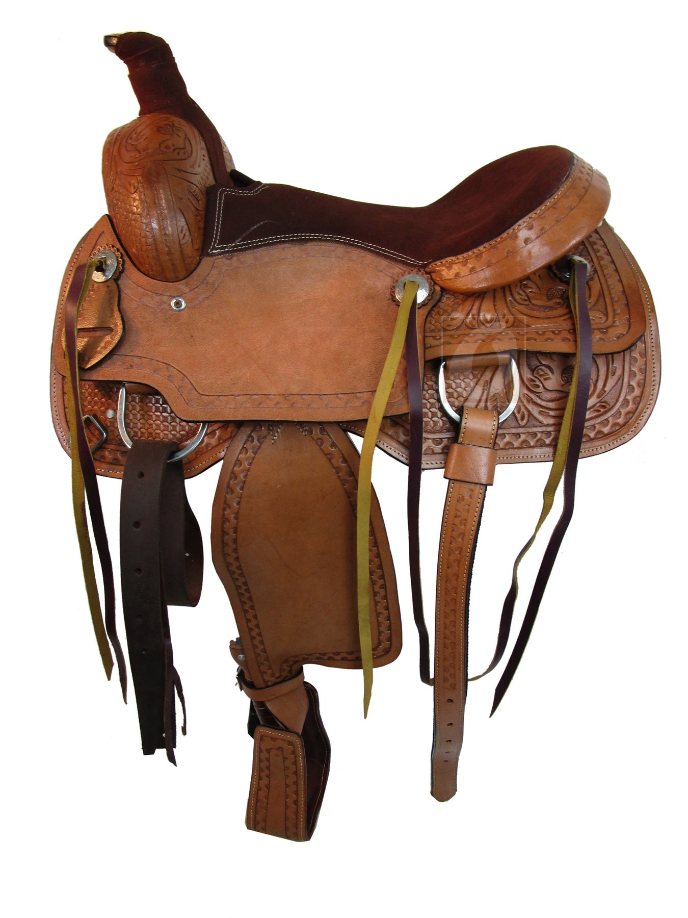Western Trail Saddle Horse Pleasure Tooled Leather Tack Set 15 16 17 18