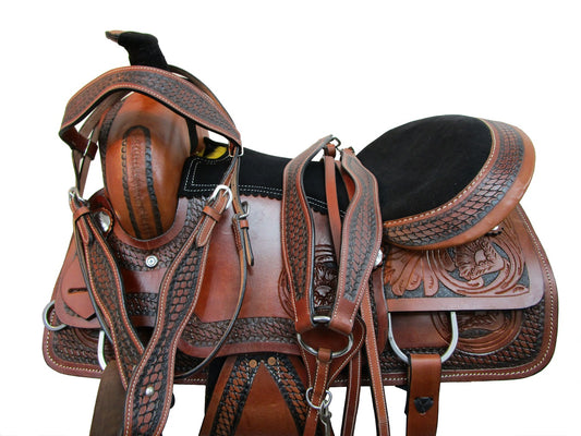 Trail Saddle Western Horse Pleasure Leather Barrel Racing 15 16 17 18