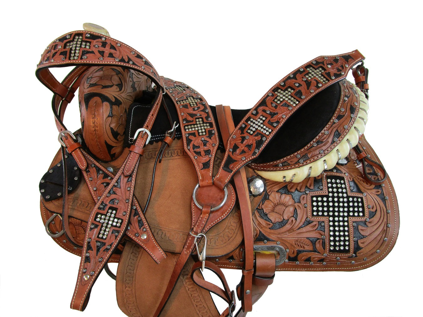 Western Saddle Trail Barrel Racing Pleasure Tooled Leather Horse Tack