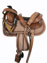 Western Trailsattel Freizeitreiten Punziertes Leder Zaumzeug 15 16 17 18