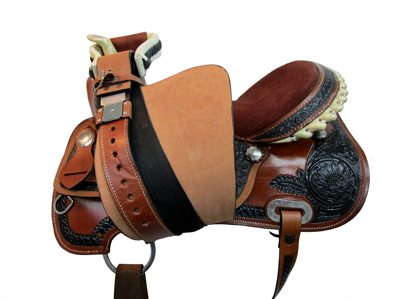 Sillín occidental con tejido de cesta Tooled Pleasure Trail Barrel Racing 15 16