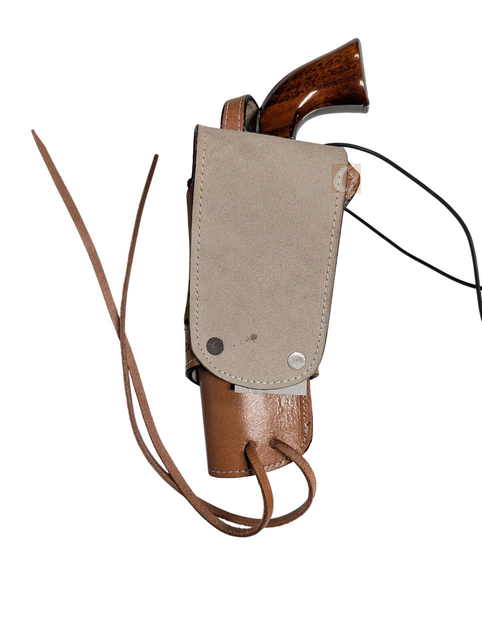 dakota 357 leather holster back view tan color spikes tooled