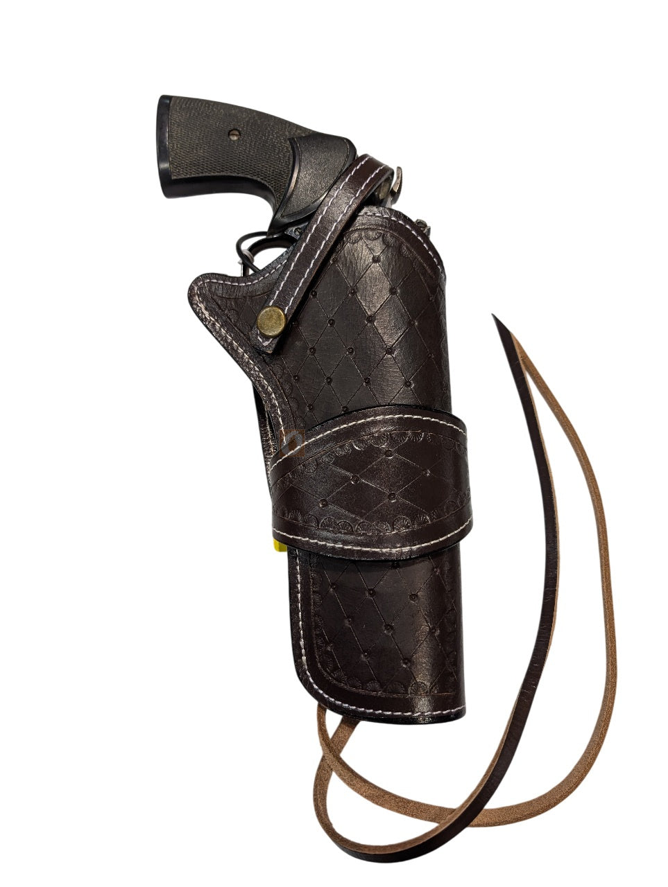 Orlov Hill Right-Handed OWB Leather Gun Holster - Plain Smooth Black - Long Barrel Fit