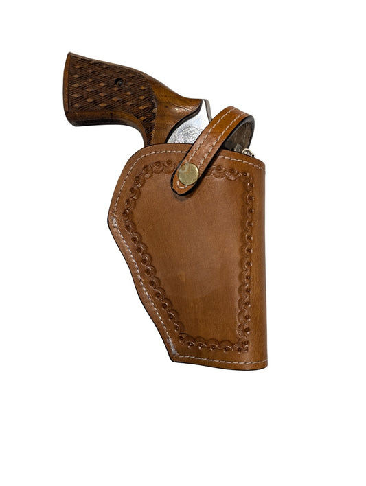 Western Holster Floral Tooled Leather Gun Case Funda para revólver de acción única