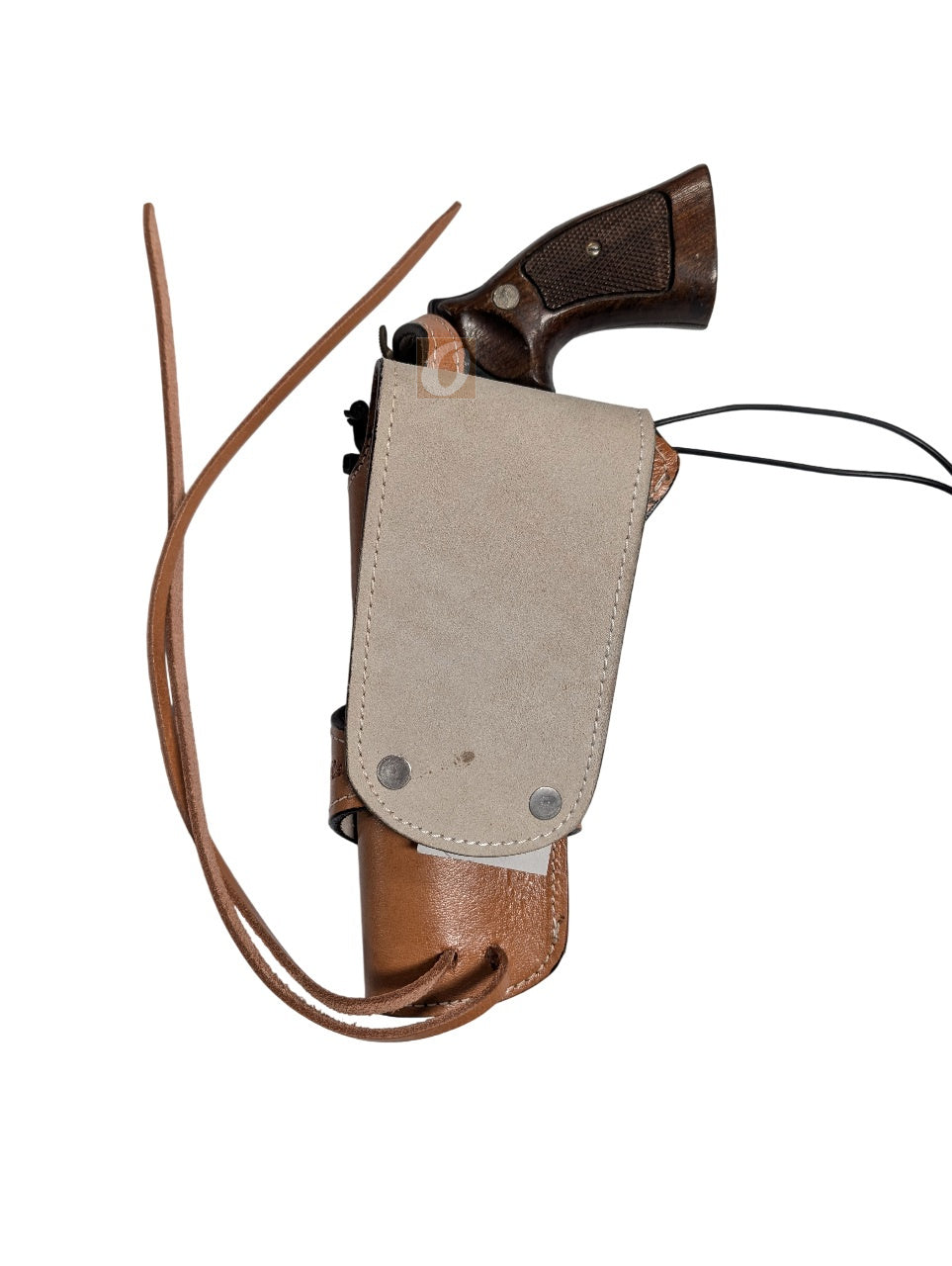 S&W Model 17 leather holster back view tan color spikes tooled