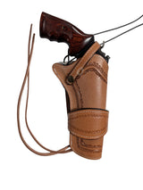 S&W Model 25 leather holster front view tan color spikes tooled