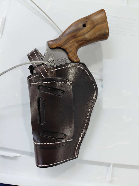 Leather Holster for S&W Mountain Gun Revolver OWB 3-Way Carry Open Bottom