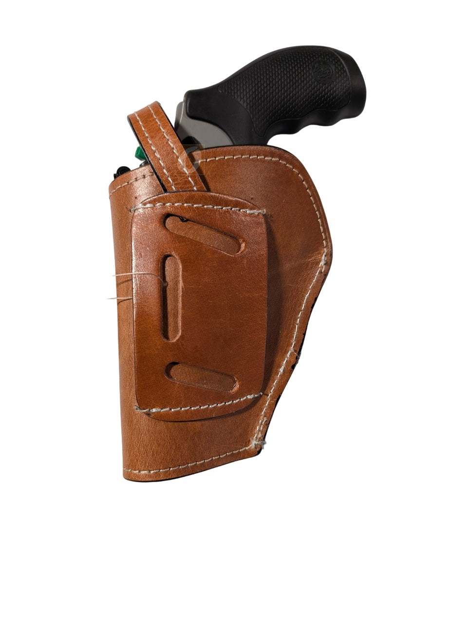S&W model 69 leather holster tan color back view shell tooled