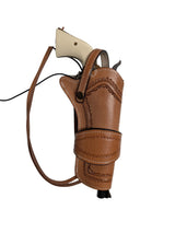 uberti cattleman 357 leather holster front view tan color spikes tooled
