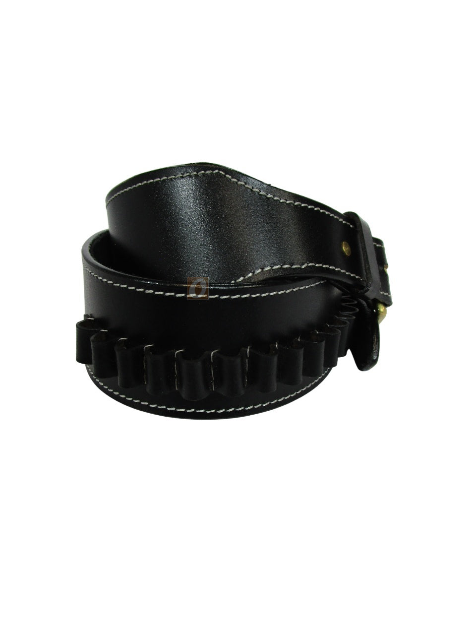 leather ammo belt 357 mag cartridge angled view