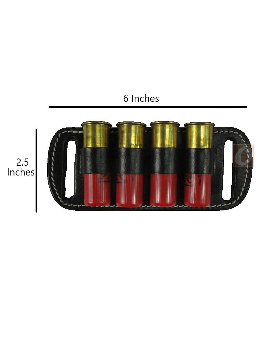 leather ammo holder black color 12 g front view