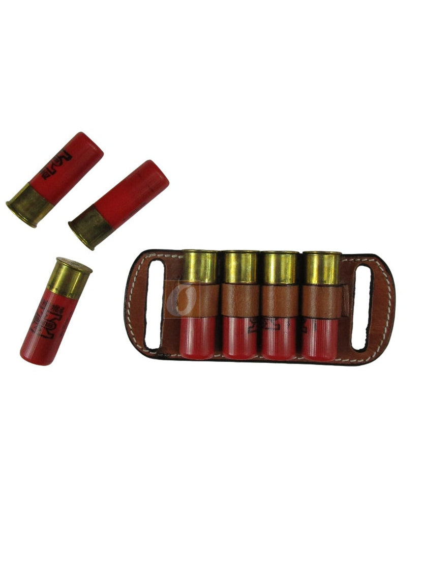 leather ammo holder tan color 12 g front view