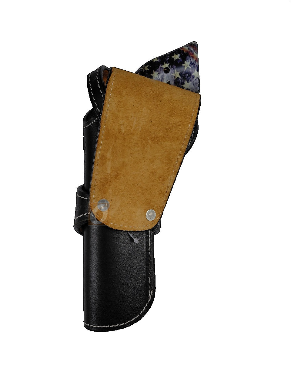 leather holster for heritage rough rider black color wavy tooled back view right handed