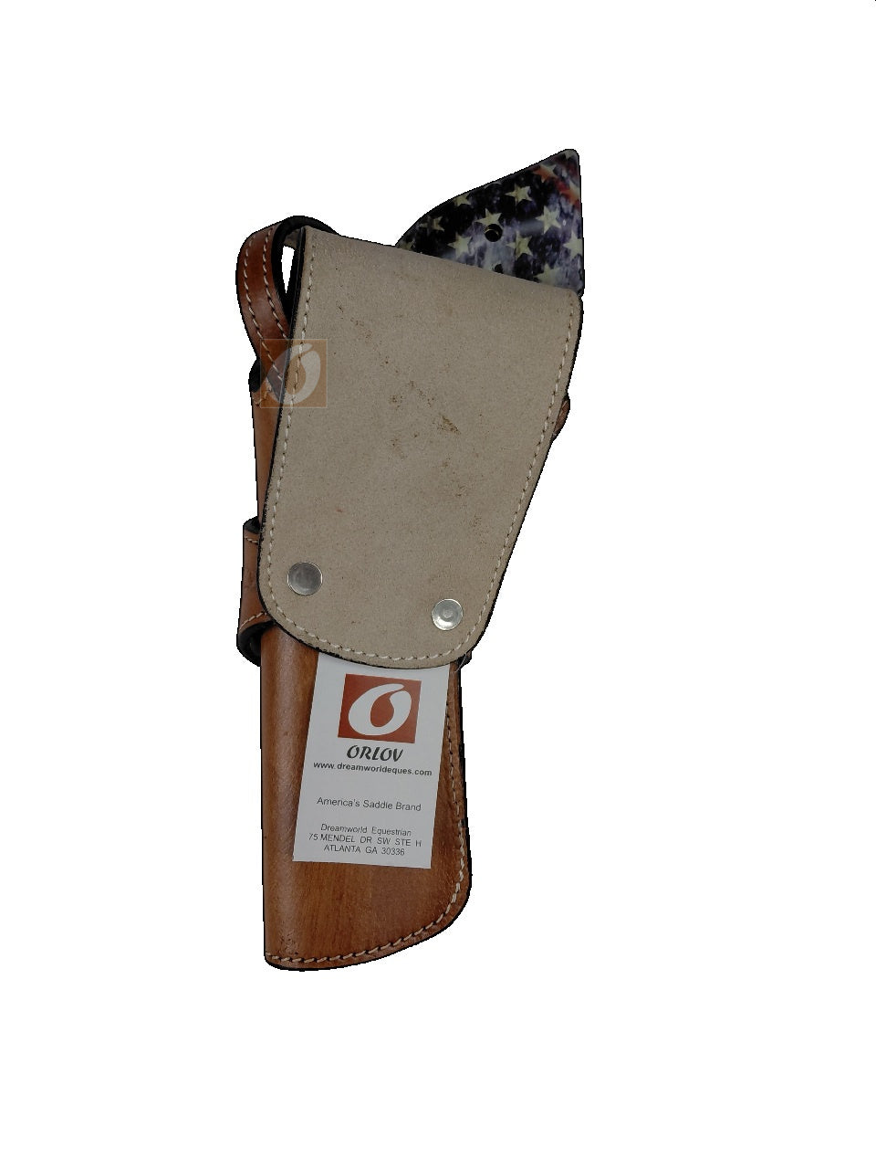 leather holster for heritage rough rider tan color wavy tooled back view right handed