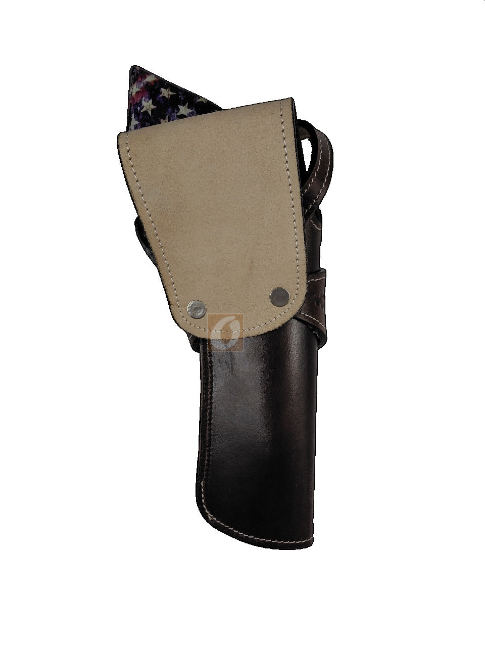 leather holster for heritage rough rider brown color wavy tooled back view