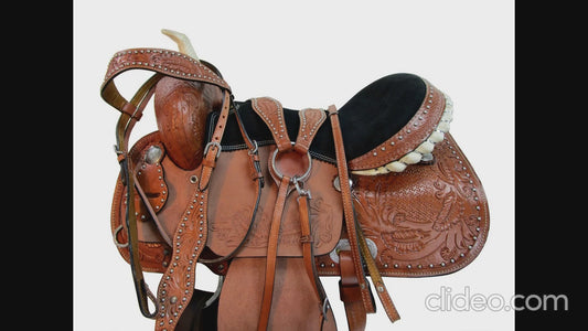 Westernsattel Trail Barrel Racing Pleasure Tooled Pferdegeschirr aus Leder