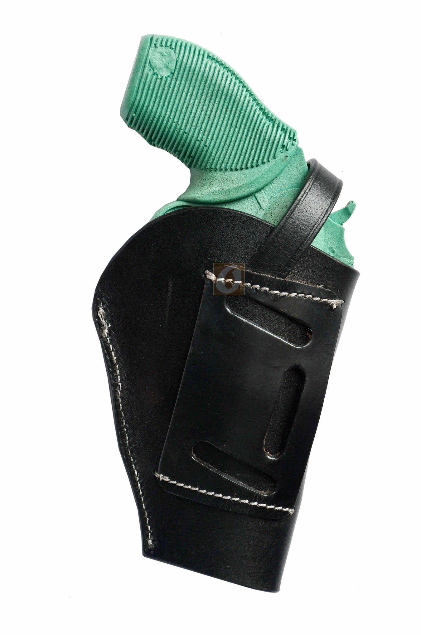 Premium black leather holster with basket weave tooling for Taurus Judge Defender. This left-handed holster combines style, secure firearm carry, and timeless craftsmanship.