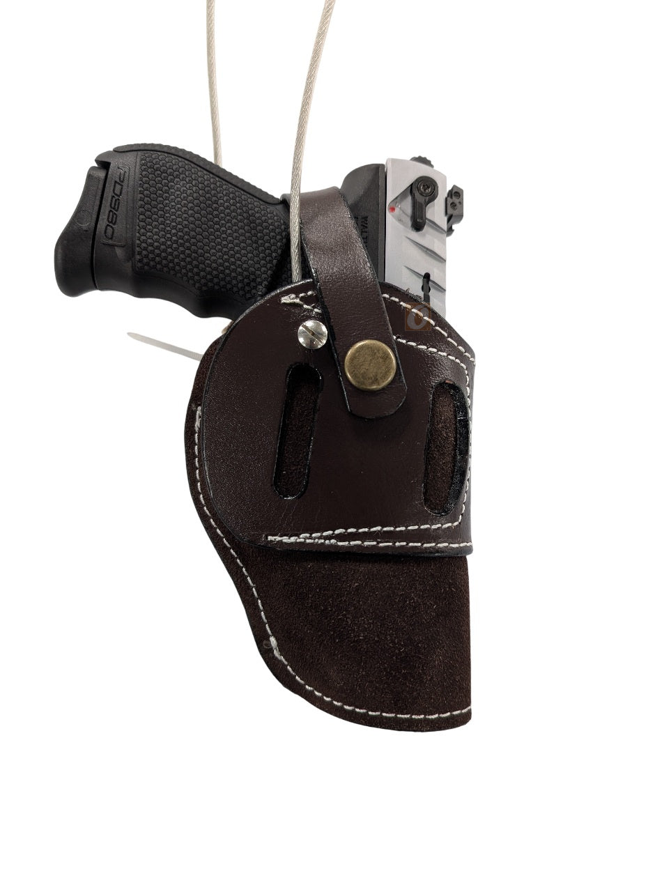 walther PD 380 suede leather holster front view brown color