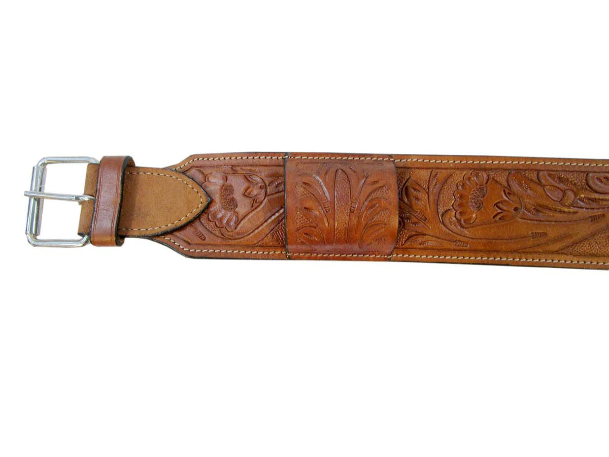 Leather Back Cinch Floral Tooled Rear Cinches Western Horse Girth