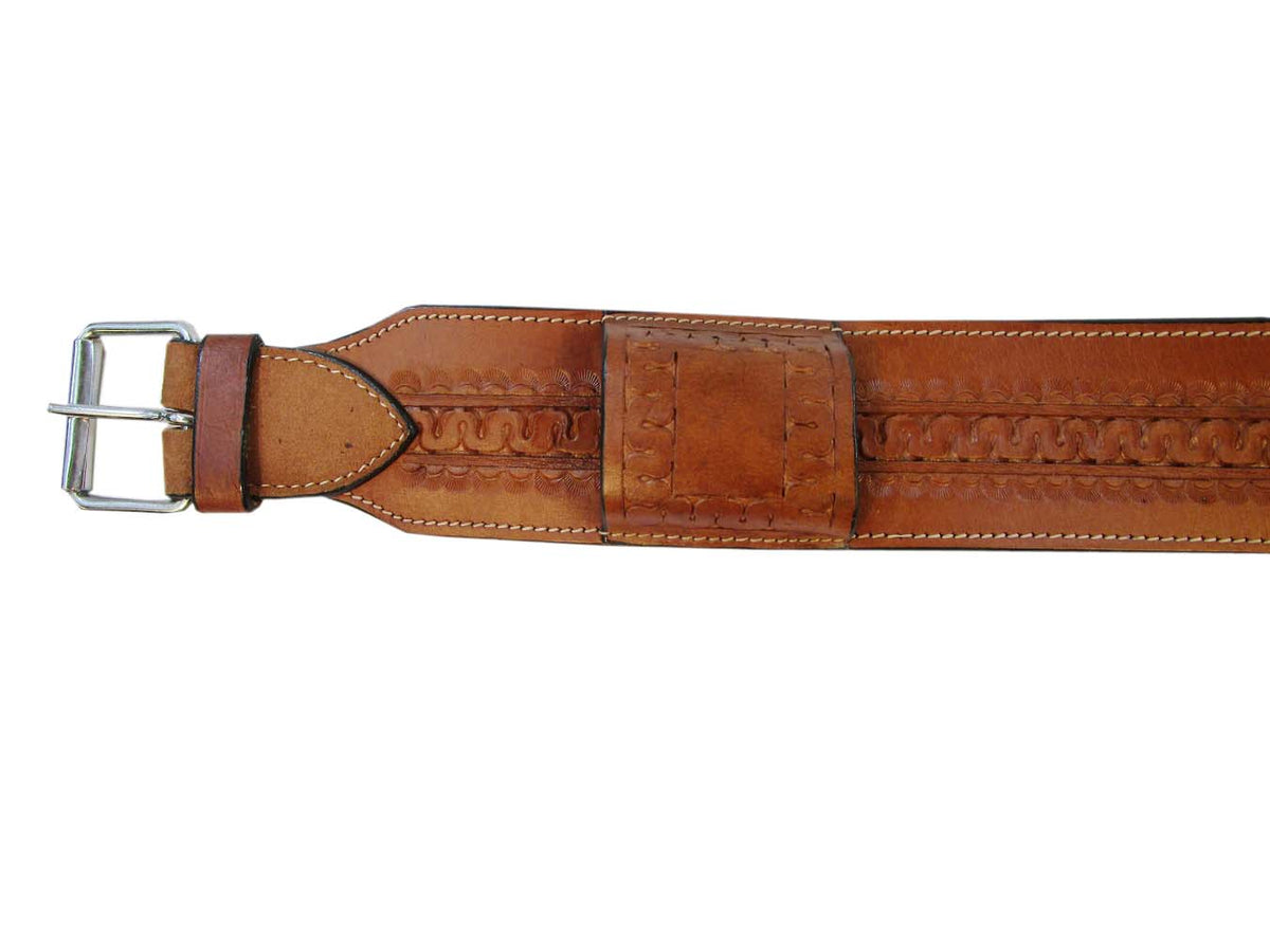 Leather Back Cinch Hand Tooled Rear Cinch Trail Western Horse