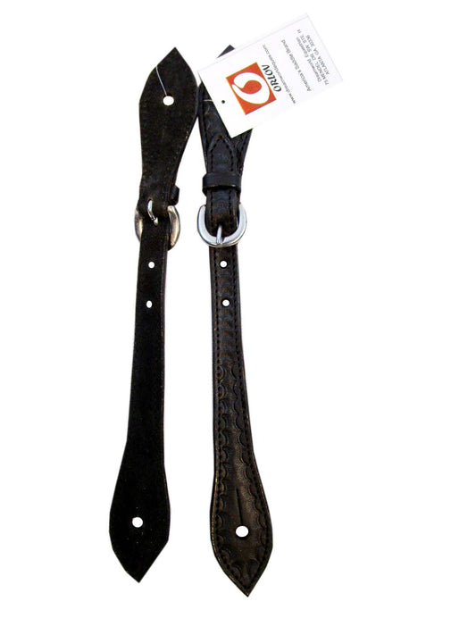 Correas de espuela occidental Tejido de cesta negra Barril de rodeo de cuero labrado