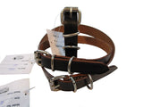 Black Leather Genuine Dog Collar Nickle Buckle