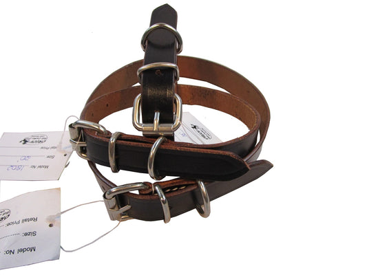 Dog Collar Black Leather Genuine Nickle Buckle