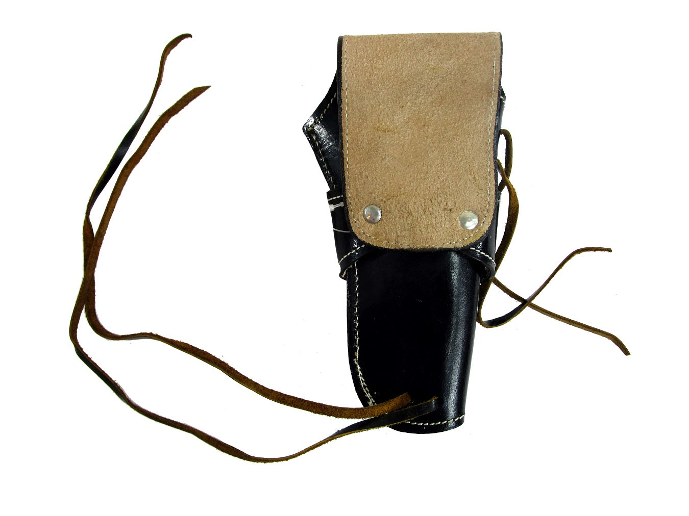 Black leather holster for left-handed users, perfectly designed for revolvers and 1911 pistols. Offers comfort, durability, and easy access for daily carry.