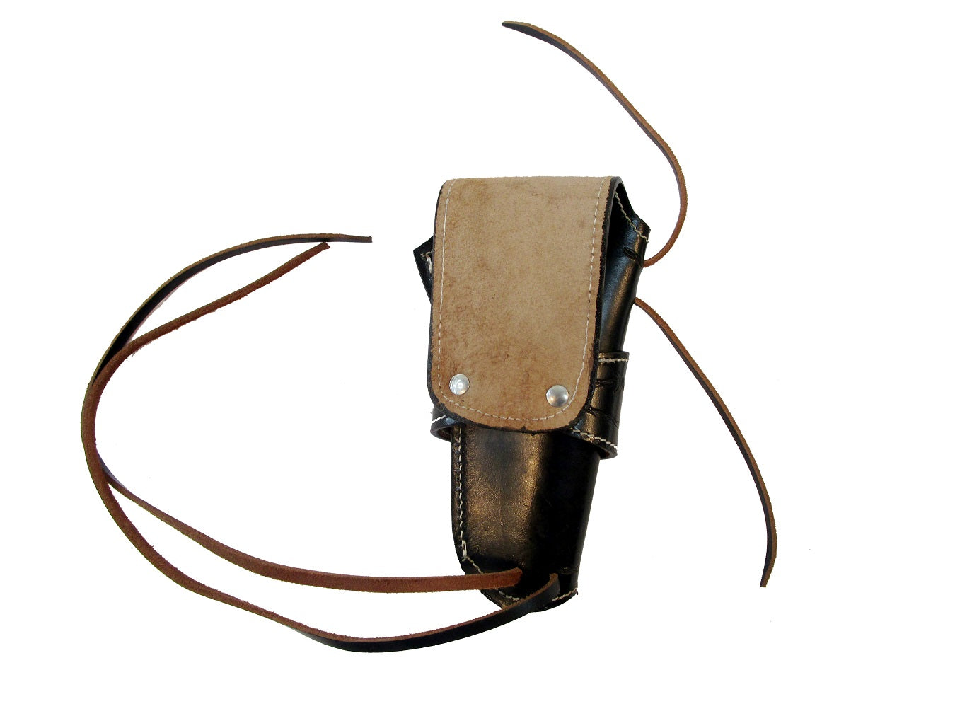 Leather holster for right-handed users, designed to securely hold revolvers and 1911 pistols. Ideal for quick access and long-lasting use