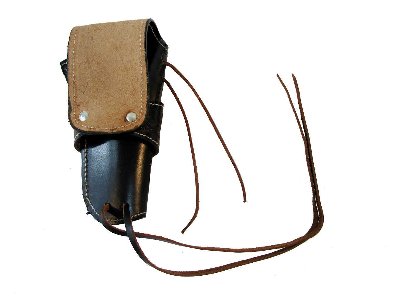 Left hand black leather holster featuring floral tooling, ideal for revolvers and 1911 pistols. Offers both style and functionality with a comfortable, secure fit.