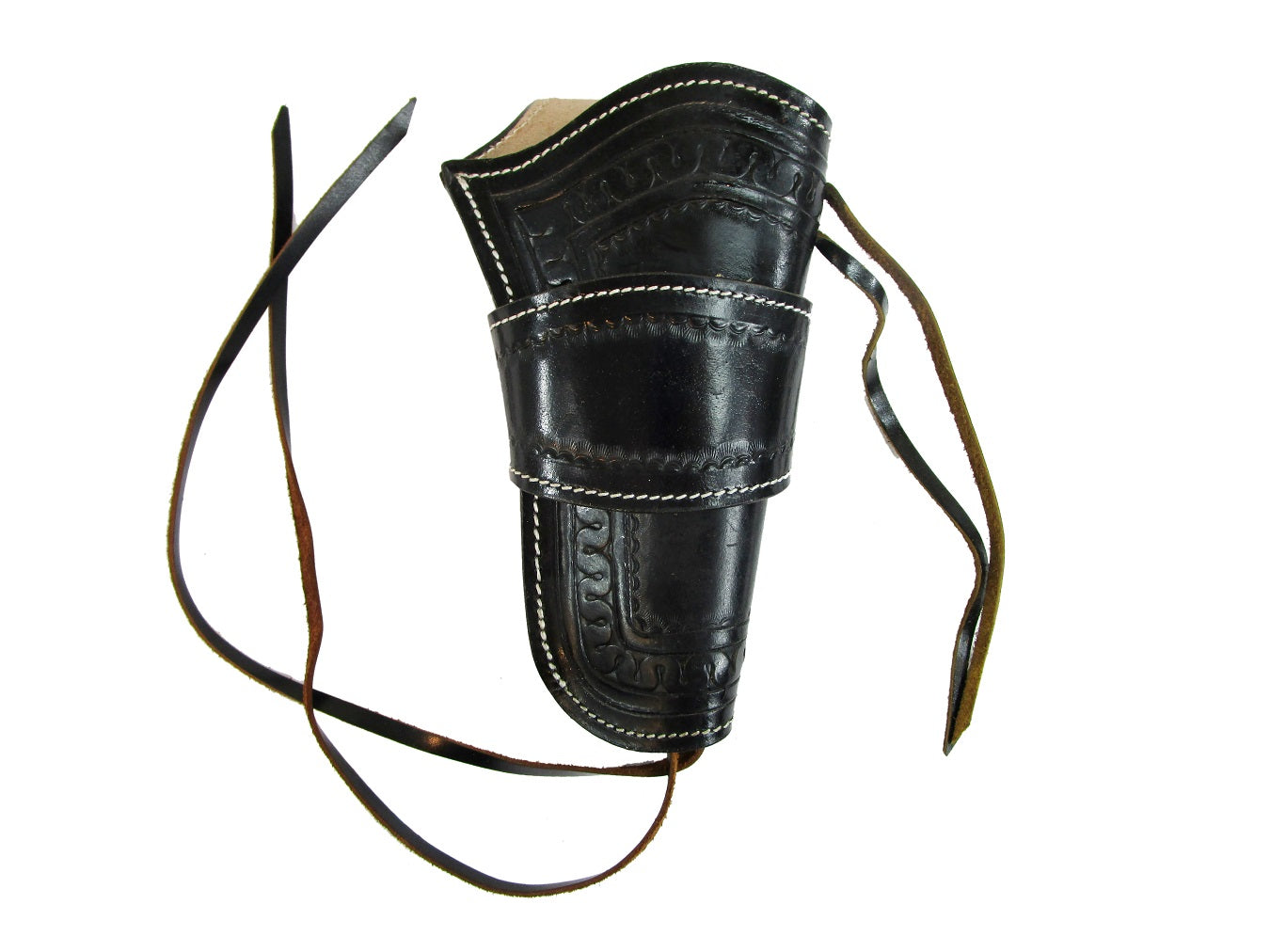 Black leather holster with intricate snake tooling, designed for revolvers and 1911 pistols. Unique design adds a bold, stylish touch while providing a secure, comfortable fit , right handed holsters.