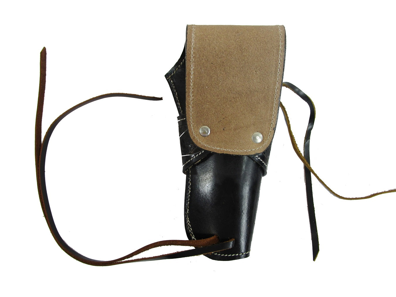 Black leather holster featuring basket weave tooling, perfect for 1911 and revolver pistols. Ensures a secure and comfortable fit while adding a unique, textured design.