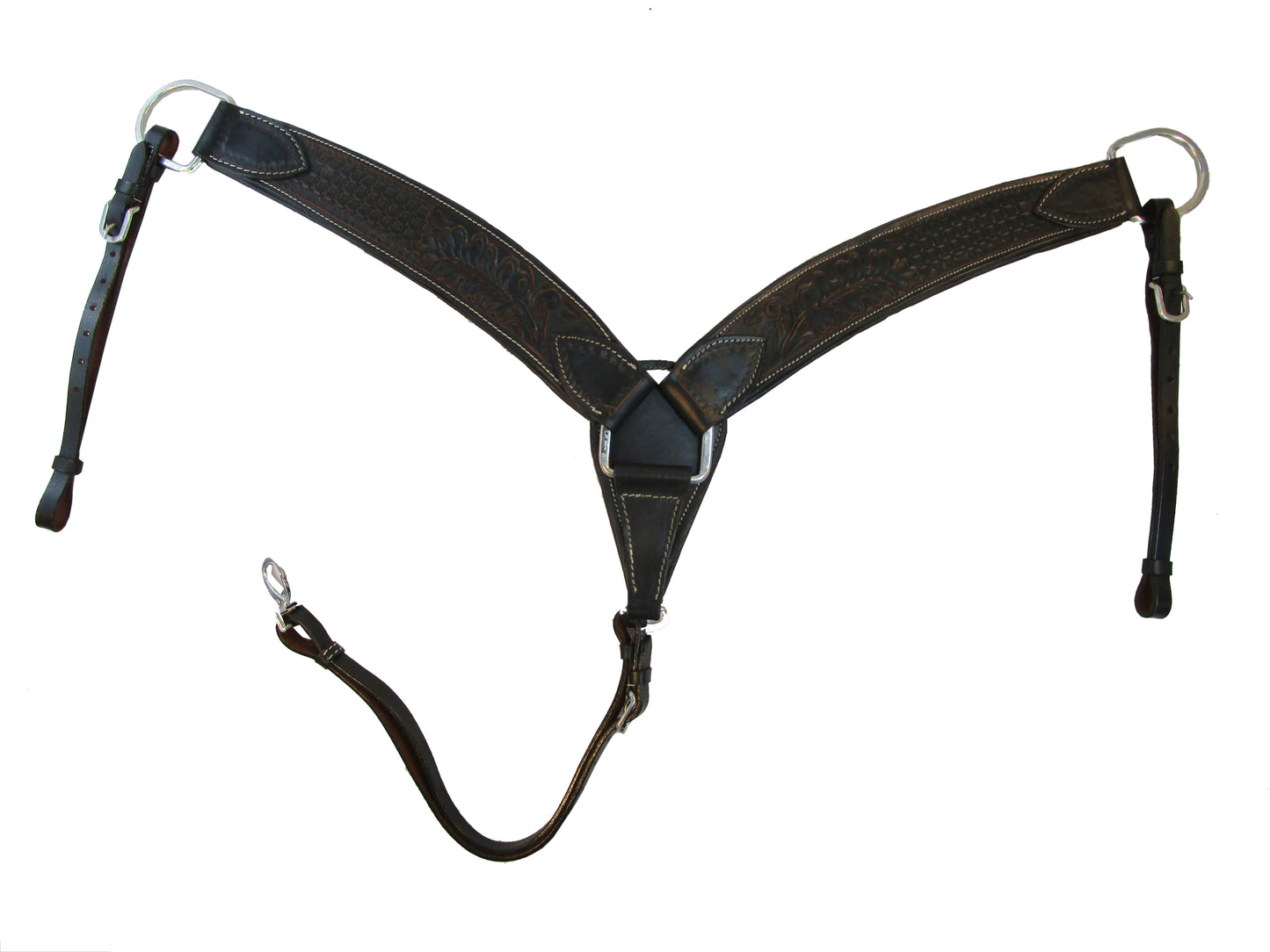 Western-Brusthalsband Horse Trail Roping aus schwarzem Leder mit Blumenmuster