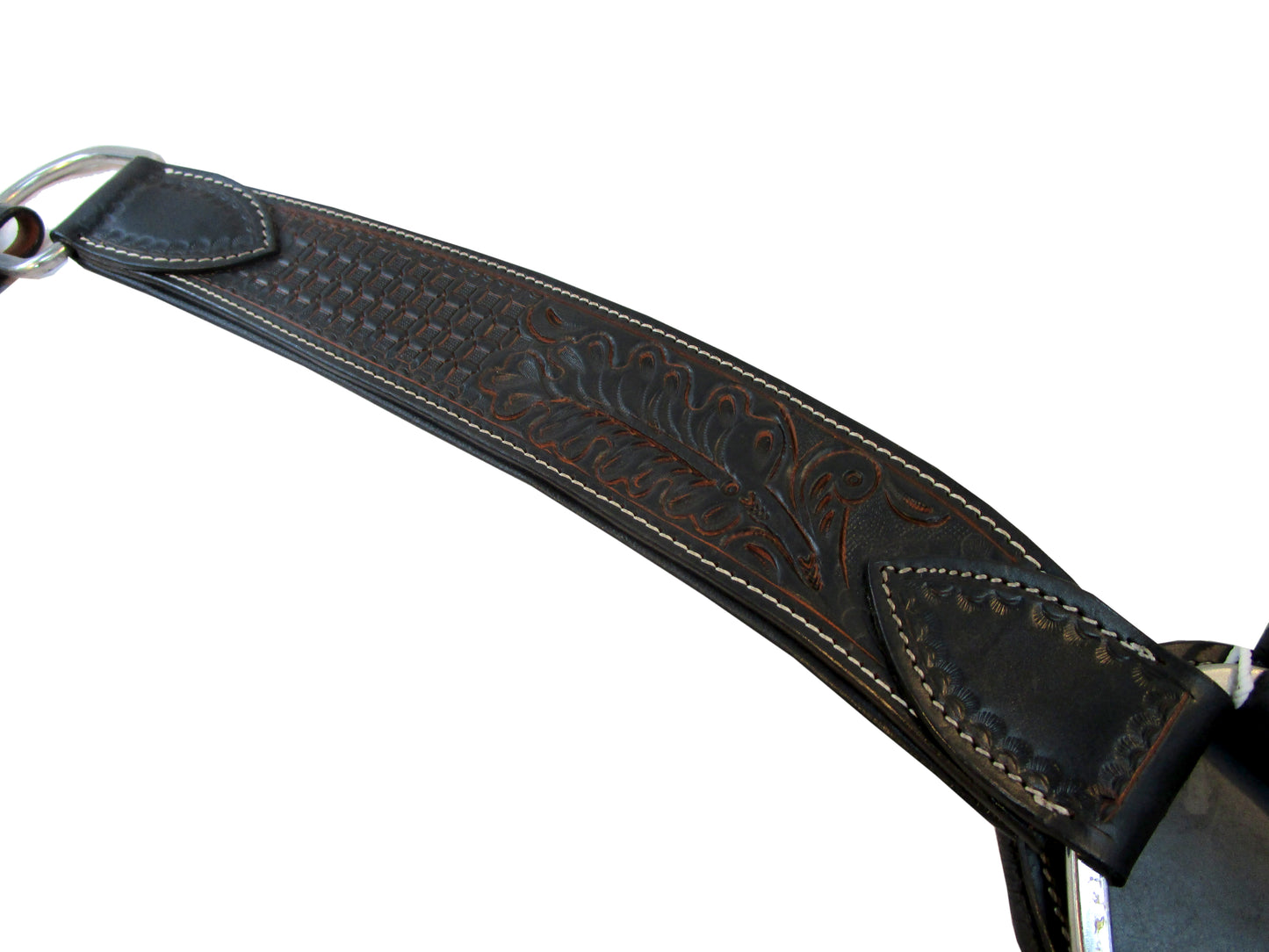 Western-Brusthalsband Horse Trail Roping aus schwarzem Leder mit Blumenmuster