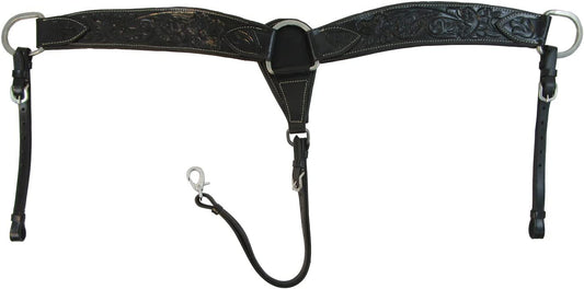 Leather Breast Collar Western Black Horse Barrel Racing Roping Trail