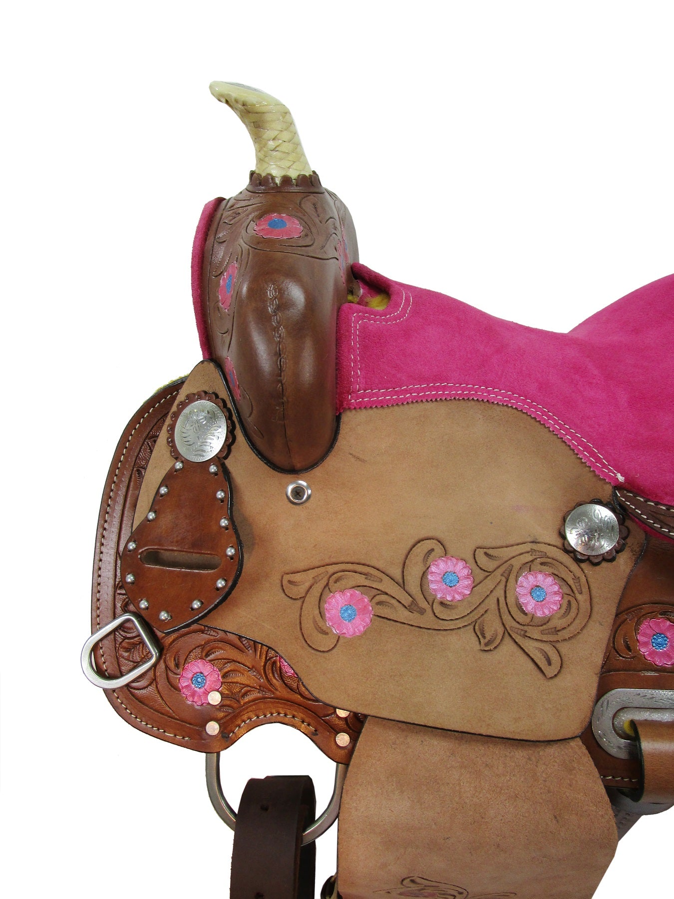 10 12 13 Youth Kids Western Show Barrel Saddle Cross Tooled Leather