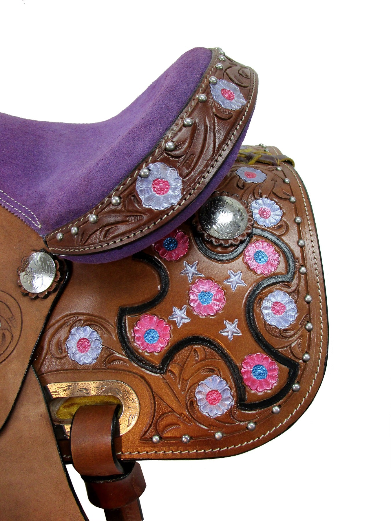 Purple Show Youth Kids Western Saddle Barrel Racing pony Tack 10 12 13